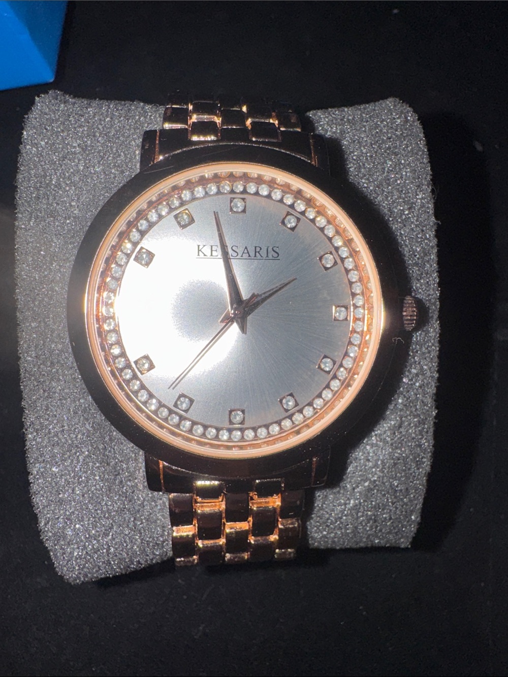 Kessaris Rose Gold and Silver Crystal-Accent Bracelet Watch